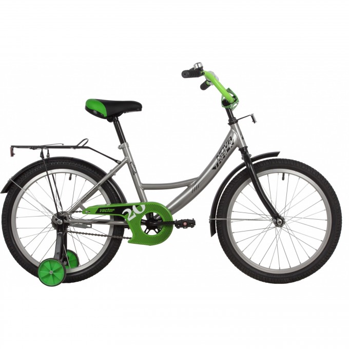 Детский велосипед NOVATRACK VECTOR 20" серебристый с доп. колесами 203VECTOR.SL22