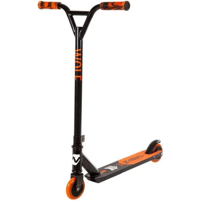 Трюковый самокат NOVATRACK WOLF 50 черный с оранжевым 100P.WOLF.BOR22